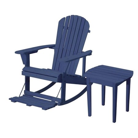 BOLD FONTIER Zero Gravity Collection Adirondack Rocking Chair with Built-in Footrest, Navy Blue BO2690331